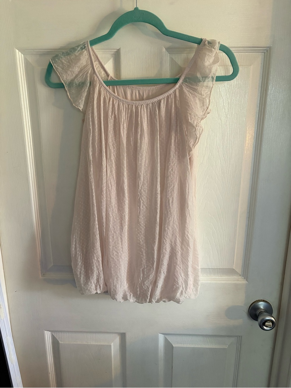 Cream S  top 100% silk breezy flutter sleeves Gossamer Coquette Balletcore sheer